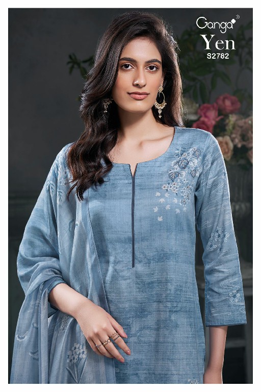 Ganga Yen S2782 Wholesale Cotton Satin With Embroidery Salwar Suits