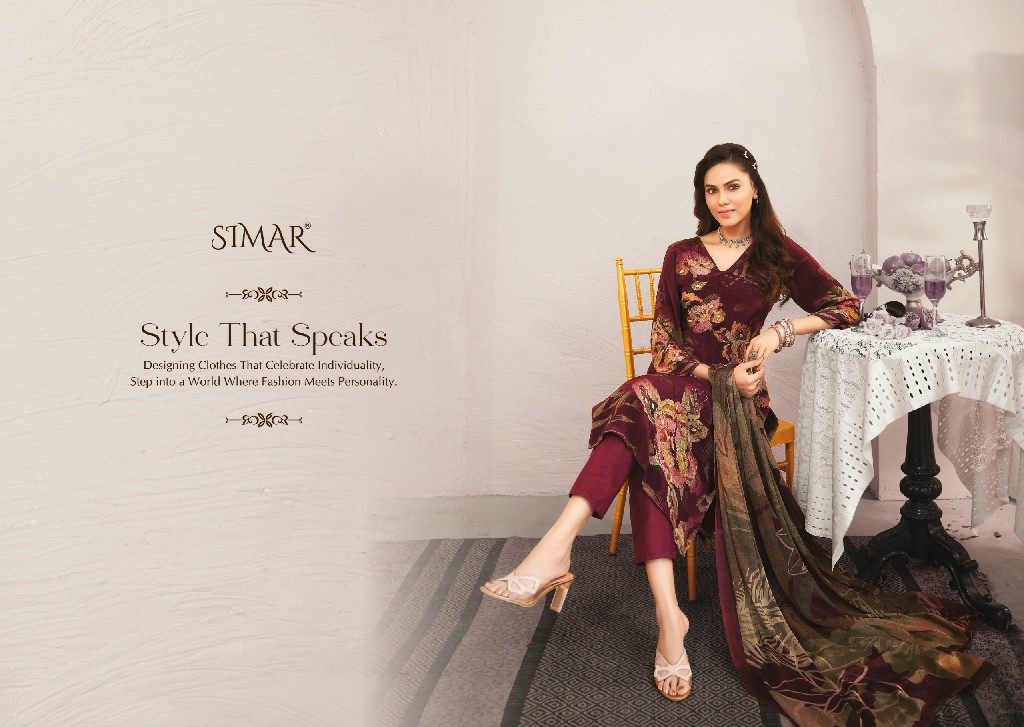 Glossy Simar Vaani Wholesale Pure Natural Crape With Handwork Salwar Suits