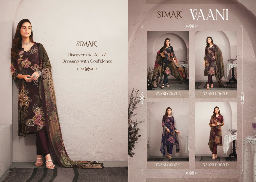 Glossy Simar Vaani Wholesale Pure Natural Crape With Handwork Salwar Suits