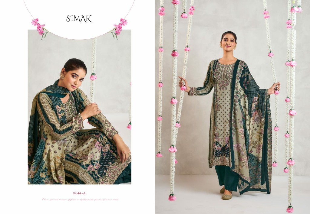 Glossy Simar Qurbat Wholesale Pure Natural Crape With Handwork Salwar Suits