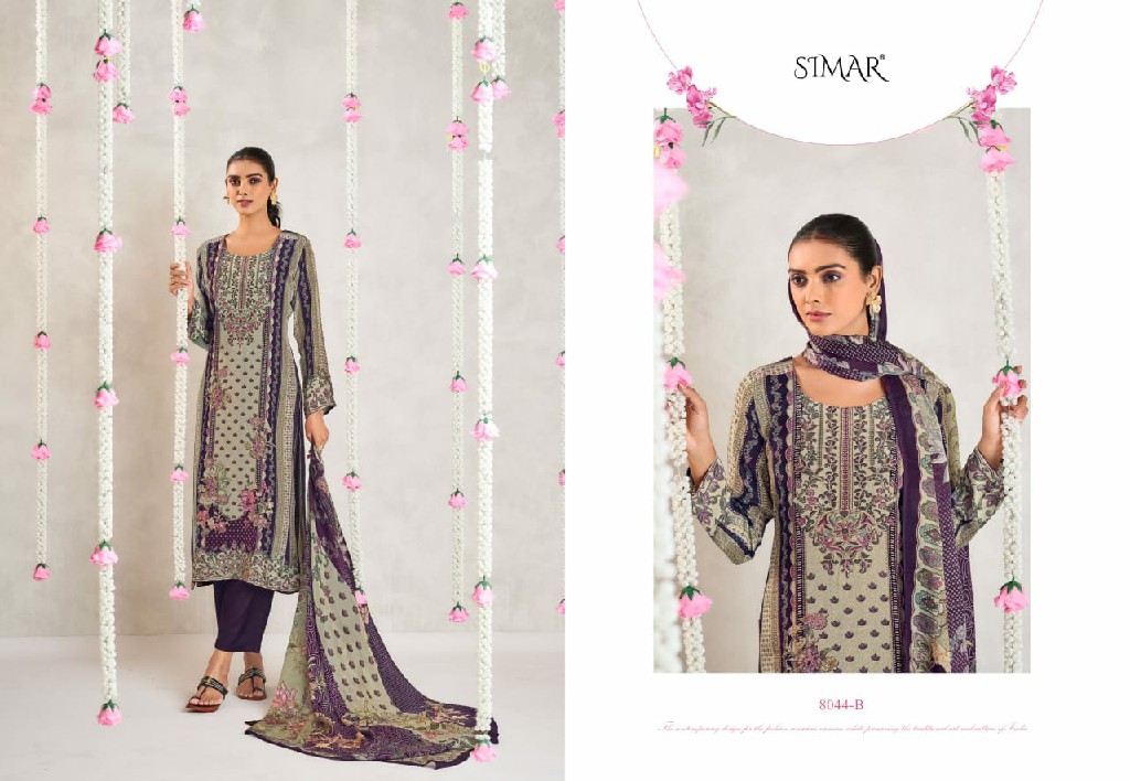 Glossy Simar Qurbat Wholesale Pure Natural Crape With Handwork Salwar Suits