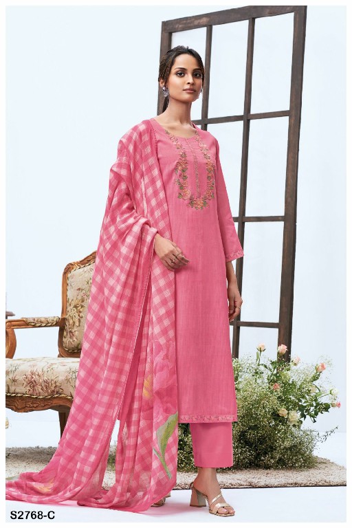 Ganga Alena S2768 Wholesale Cotton Dobby Printed With Embroidery Salwar Suits