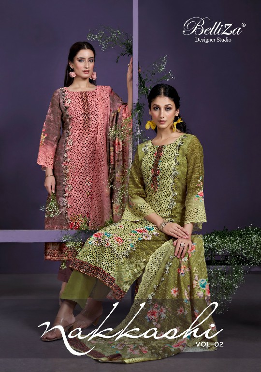 Belliza Nakkashi Vol-2 Wholesale Pure Cotton With Heavy Embroidery Dress Material