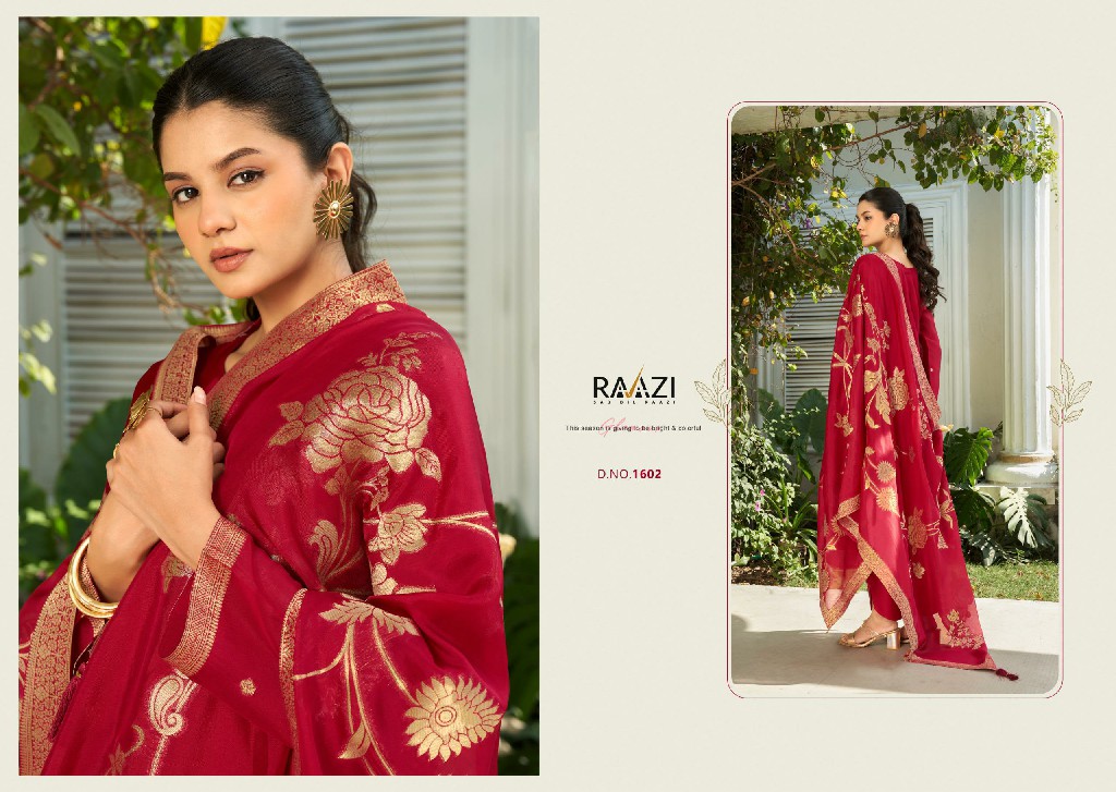 chahat by rama fashions raazi bemberg woven silk jacquard fashionable dress material