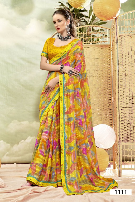 Vallabhi Nitanjali Wholesale Georgette Fabrics Abstract Print Sarees