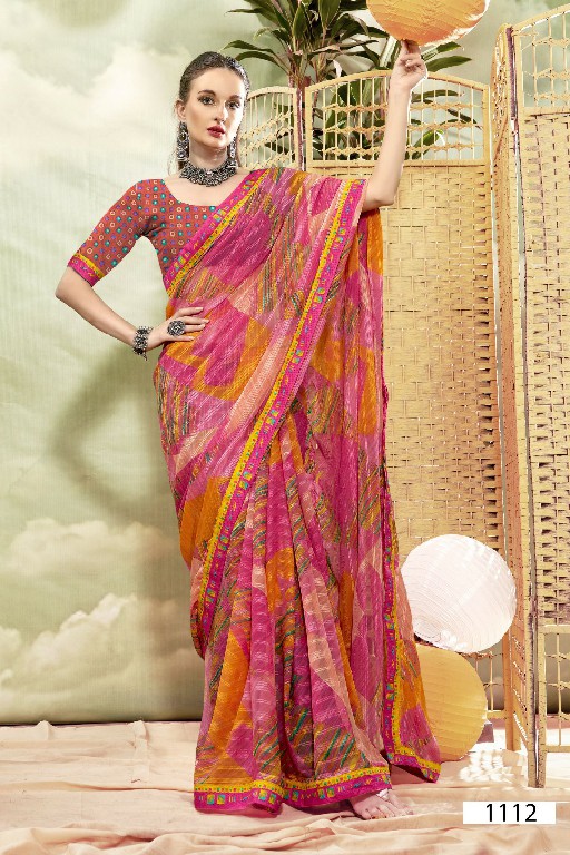 Vallabhi Nitanjali Wholesale Georgette Fabrics Abstract Print Sarees