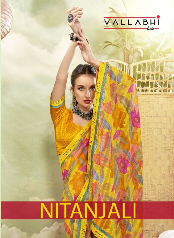 Vallabhi Nitanjali Wholesale Georgette Fabrics Abstract Print Sarees