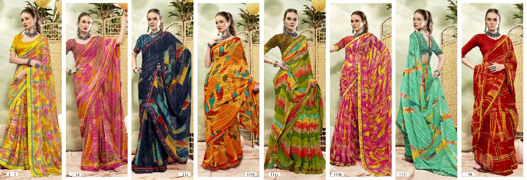 Vallabhi Nitanjali Wholesale Georgette Fabrics Abstract Print Sarees