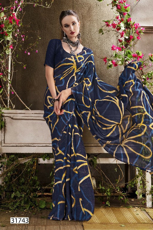 Vallabhi Aloki Wholesale Abstract Print Georgette Fabrics Sarees