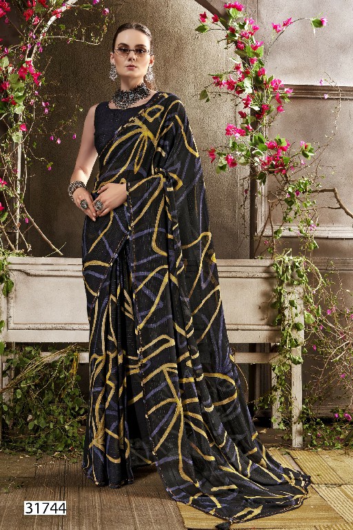 Vallabhi Aloki Wholesale Abstract Print Georgette Fabrics Sarees