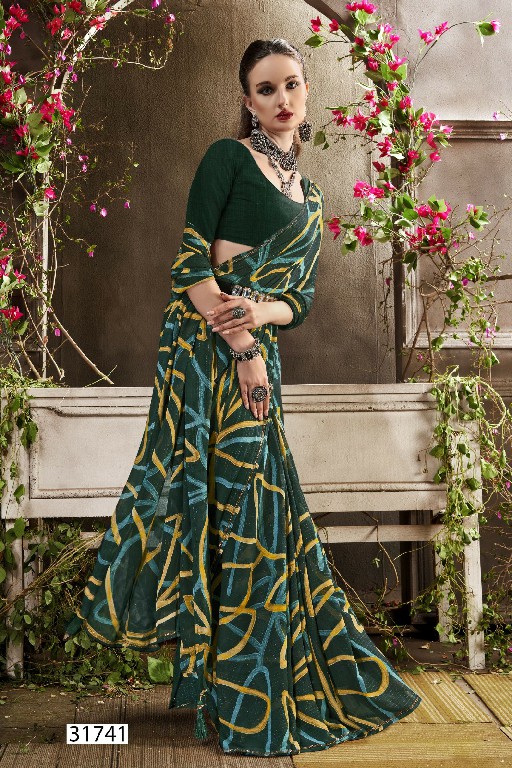 Vallabhi Aloki Wholesale Abstract Print Georgette Fabrics Sarees