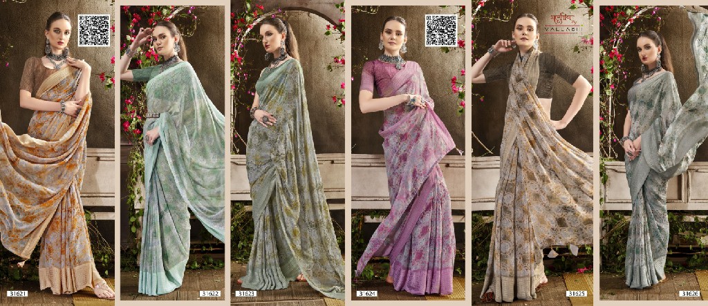 Vallabhi Alopa Wholesale Abstract Print Georgette Fabrics Sarees