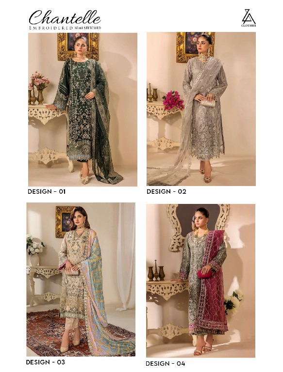 ZA Clothes Chantelle Embroidered Semi Stitched Pakistani Suits