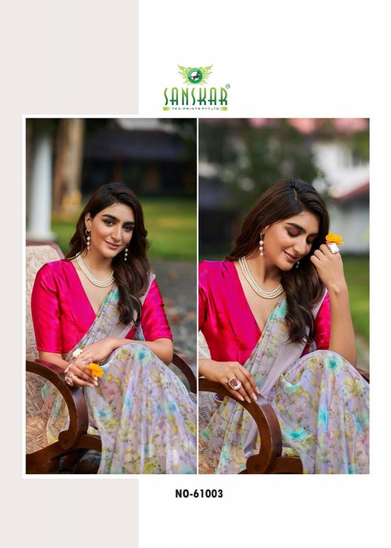 sanskar tex prints resham chiffon satin patta luxurious sarees for women