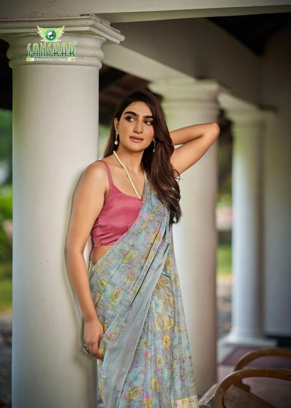 sanskar tex prints resham chiffon satin patta luxurious sarees for women