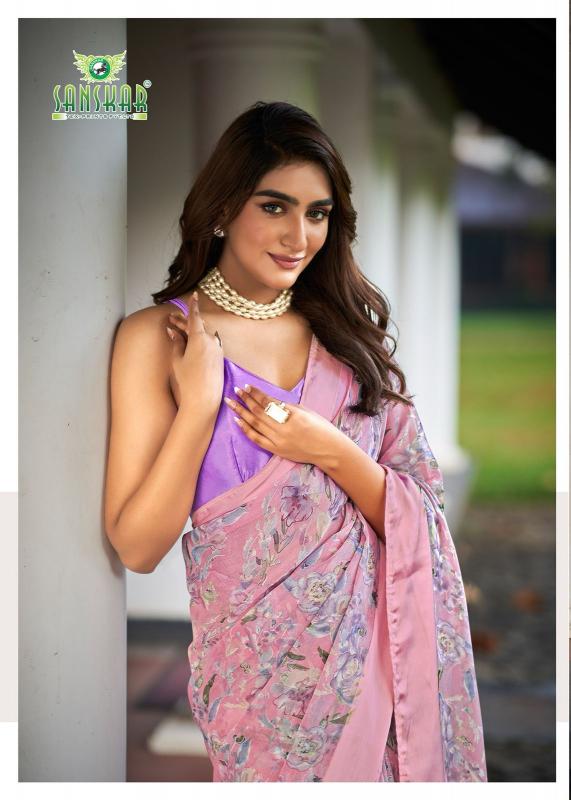 sanskar tex prints resham chiffon satin patta luxurious sarees for women
