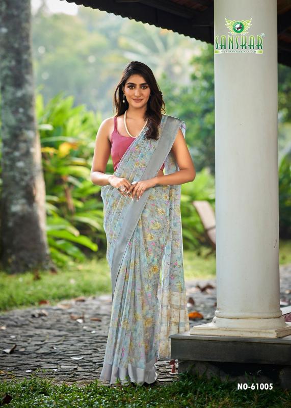 sanskar tex prints resham chiffon satin patta luxurious sarees for women