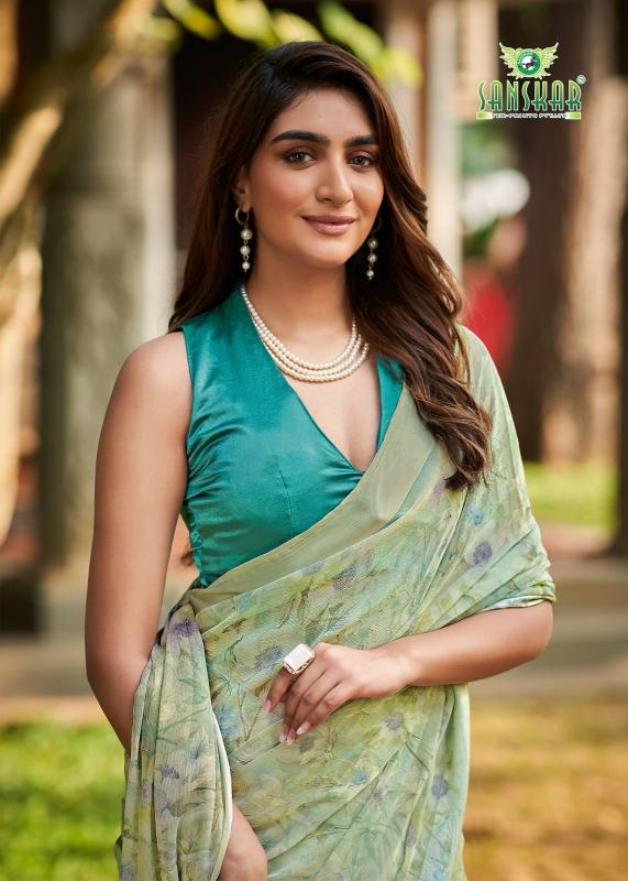sanskar tex prints resham chiffon satin patta luxurious sarees for women