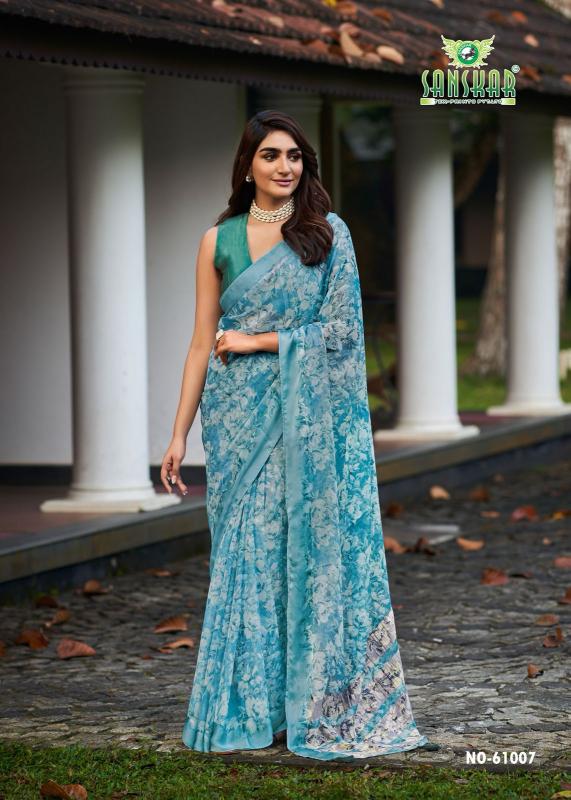 sanskar tex prints resham chiffon satin patta luxurious sarees for women