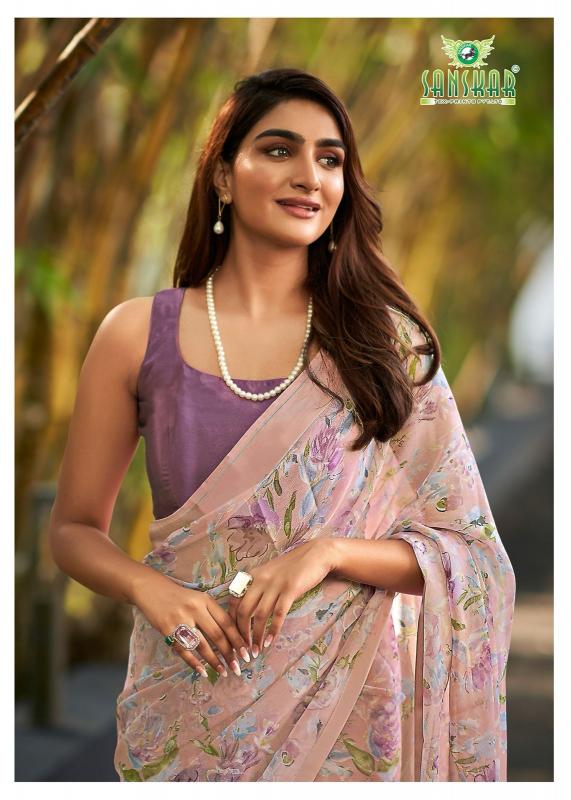 sanskar tex prints resham chiffon satin patta luxurious sarees for women