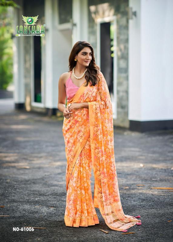 sanskar tex prints resham chiffon satin patta luxurious sarees for women