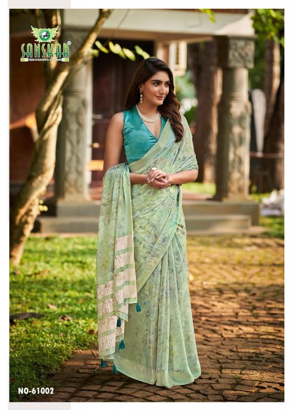 sanskar tex prints resham chiffon satin patta luxurious sarees for women