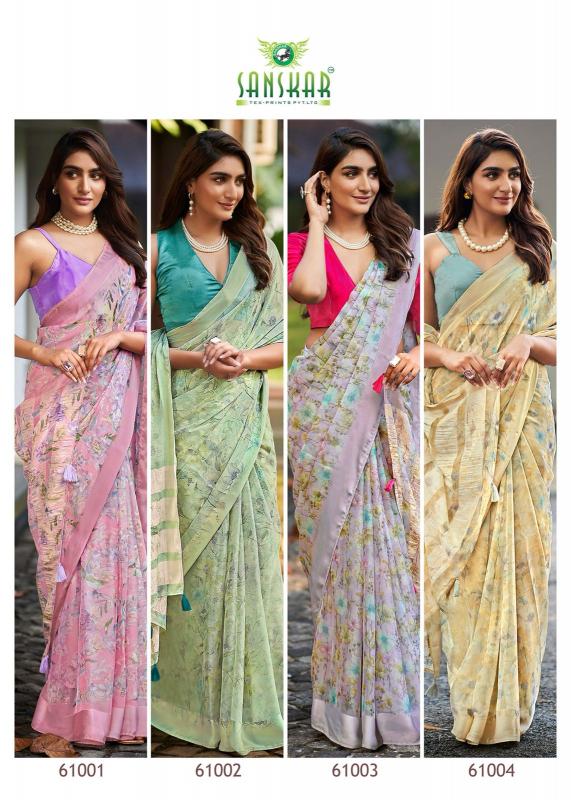 sanskar tex prints resham chiffon satin patta luxurious sarees for women