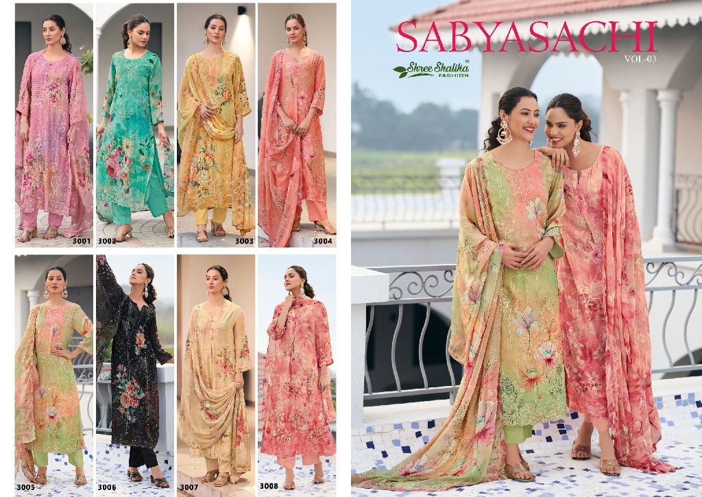 shree shalika sabyasachi vol 3 georgette print fashionable suit material for women