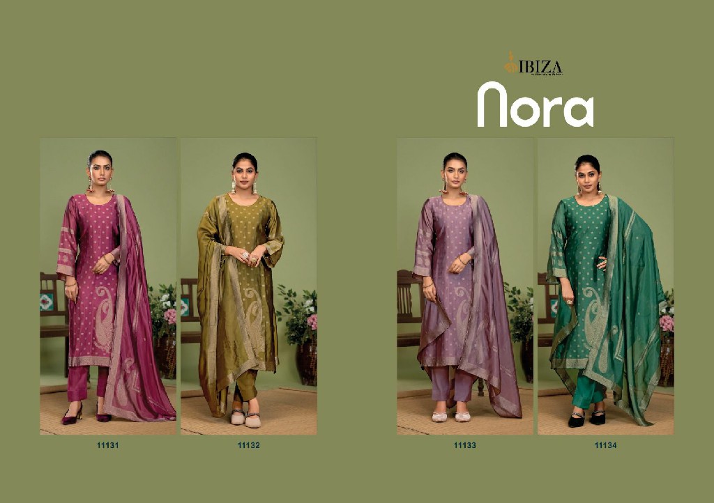 ibiza nora banglory silk jacquard premium indian unstitch 3pcs dress