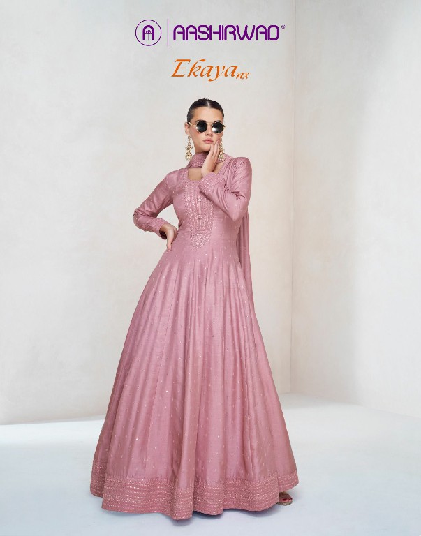 Aashirwad Ekaya NX Wholesale Premium Silk Gown With Dupatta