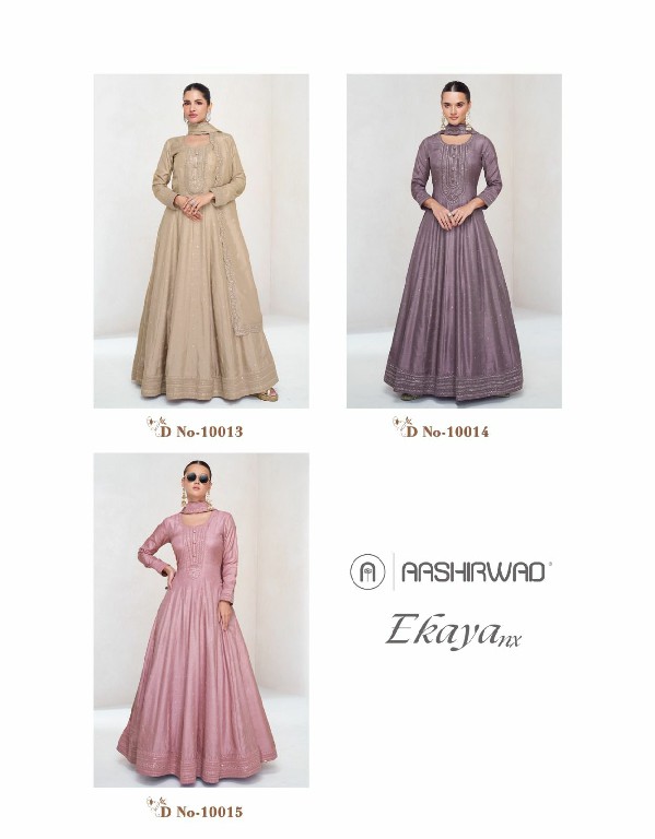 Aashirwad Ekaya NX Wholesale Premium Silk Gown With Dupatta