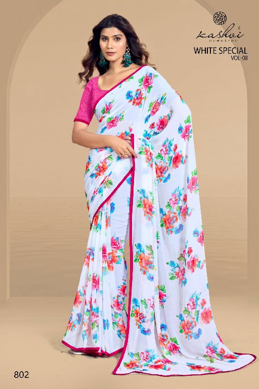 Kashvi White Special Vol-6 Wholesale Dull Moss Fabrics Ethnic Sarees
