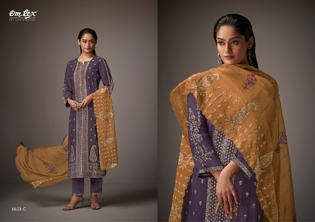 Omtex Shazia Wholesale Muslin Jacquard With Handwork Salwar Suits