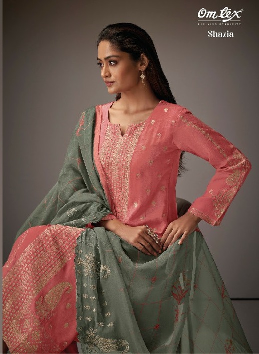 Omtex Shazia Wholesale Muslin Jacquard With Handwork Salwar Suits
