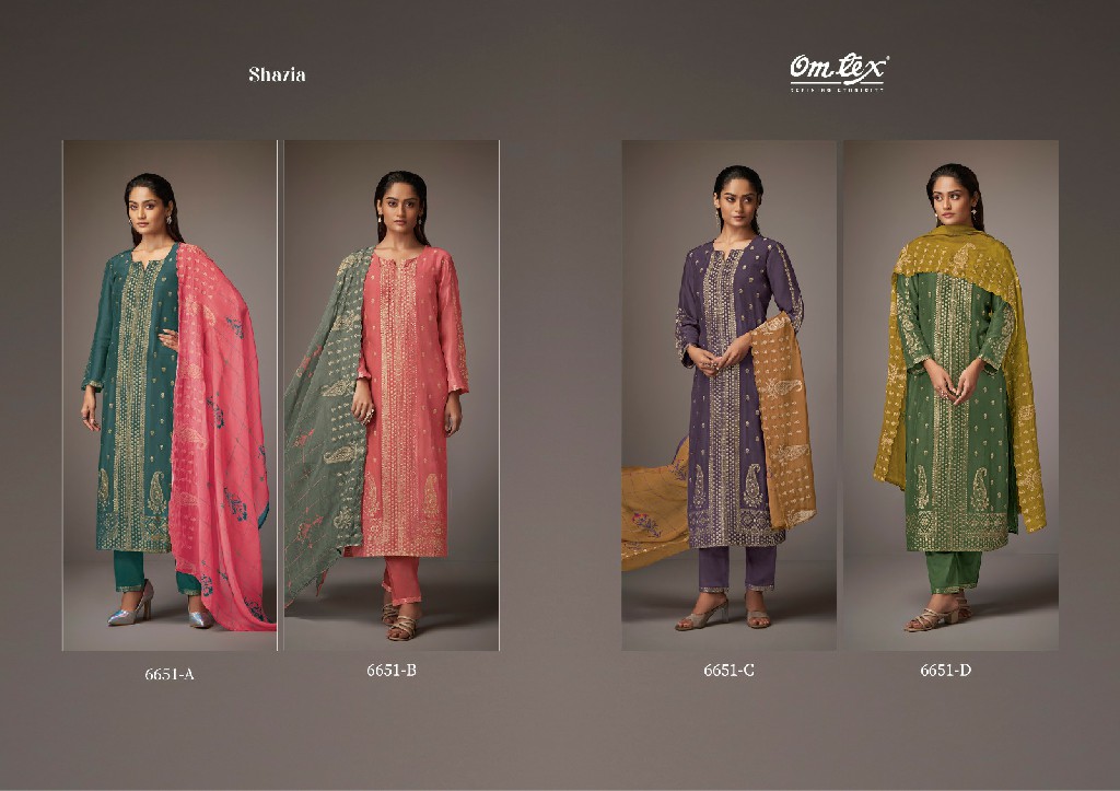 Omtex Shazia Wholesale Muslin Jacquard With Handwork Salwar Suits