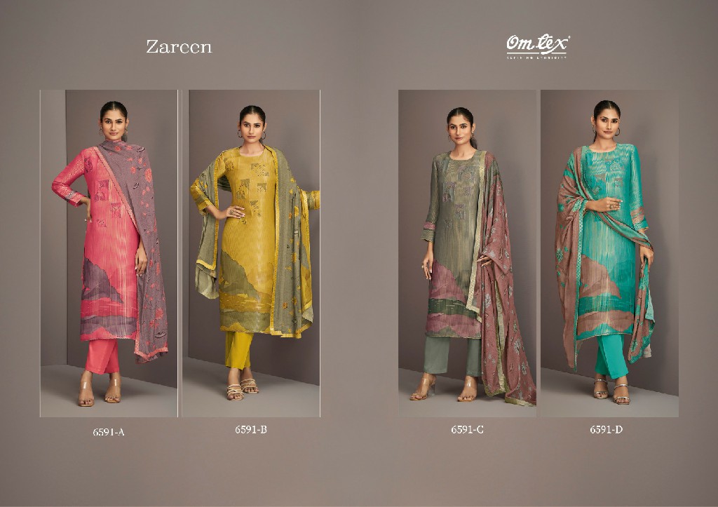 Omtex Zareen Wholesale Muslin Jacquard With Handwork Salwar Suits