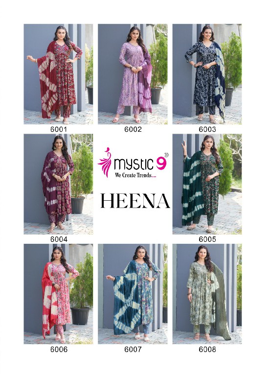 Mystic 9 Heena Vol-6 Wholesale Alia Cut Kurtis With Pant And Dupatta