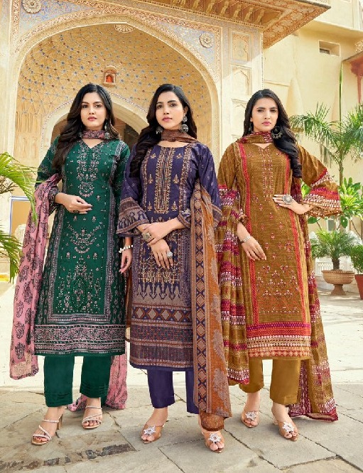 Pakiza Abu Saeed Vol-50 Wholesale Lawn Cotton With Neck And Daman Embroidery Dress Material