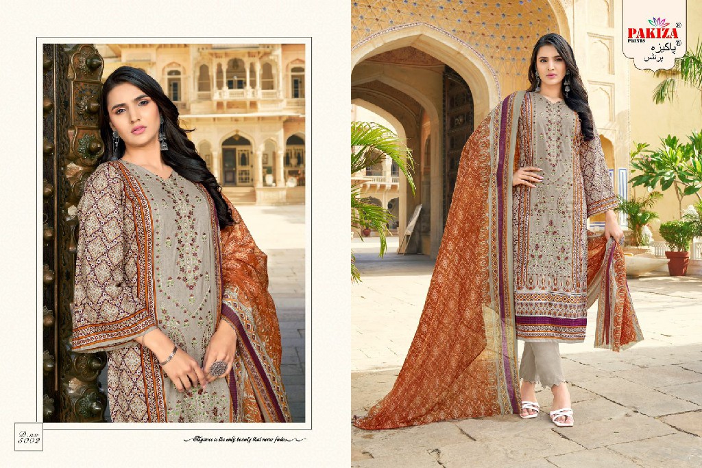 Pakiza Abu Saeed Vol-50 Wholesale Lawn Cotton With Neck And Daman Embroidery Dress Material