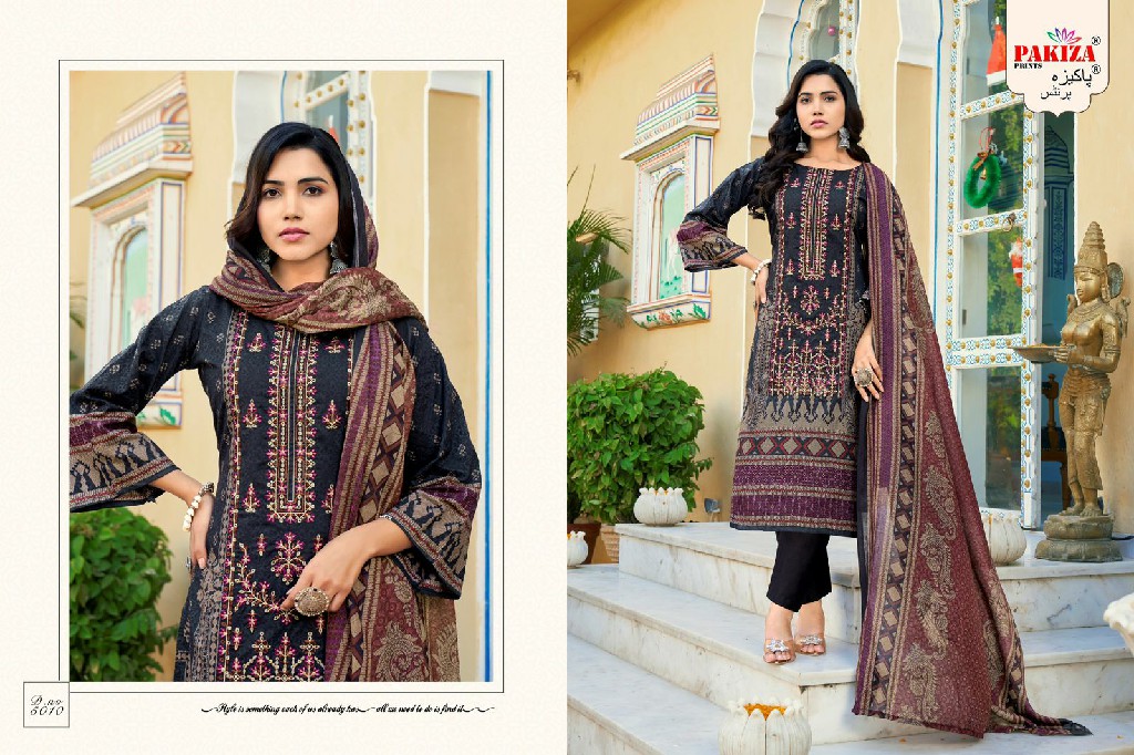 Pakiza Abu Saeed Vol-50 Wholesale Lawn Cotton With Neck And Daman Embroidery Dress Material