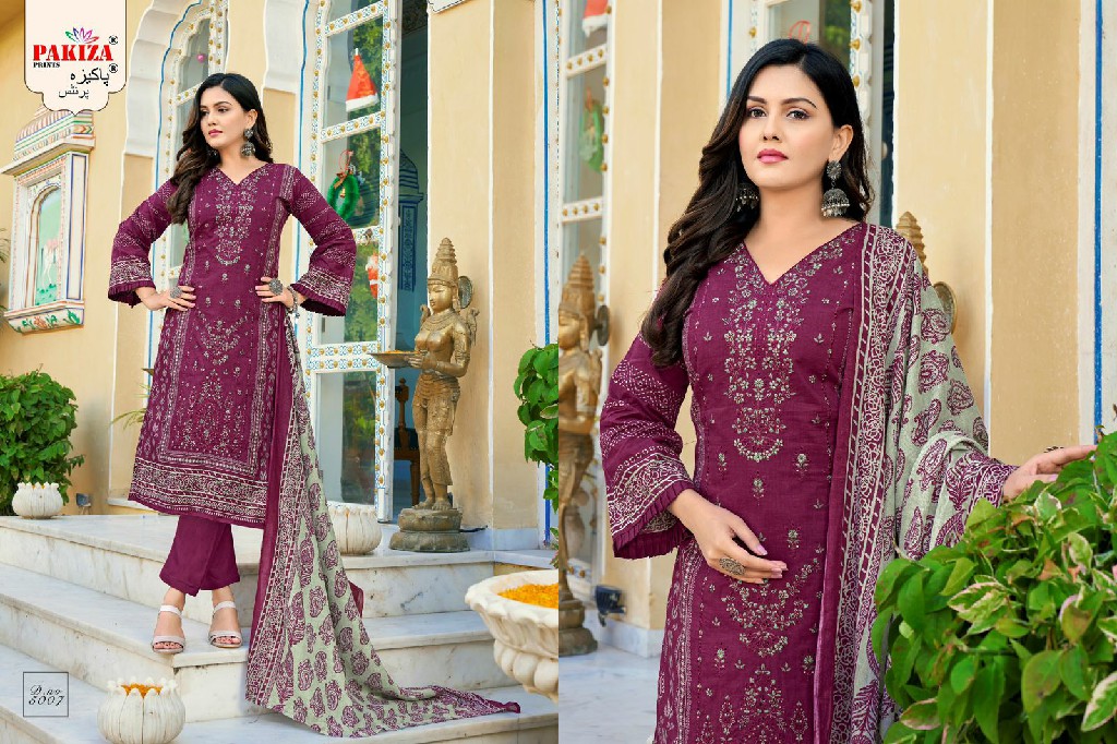 Pakiza Abu Saeed Vol-50 Wholesale Lawn Cotton With Neck And Daman Embroidery Dress Material