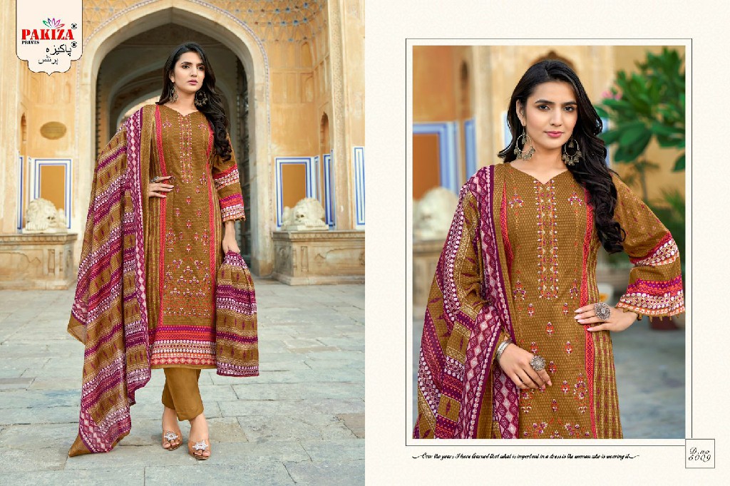 Pakiza Abu Saeed Vol-50 Wholesale Lawn Cotton With Neck And Daman Embroidery Dress Material