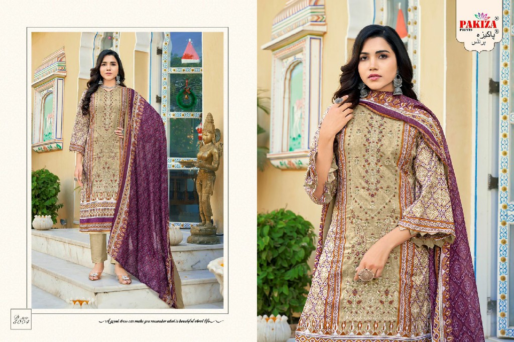 Pakiza Abu Saeed Vol-50 Wholesale Lawn Cotton With Neck And Daman Embroidery Dress Material