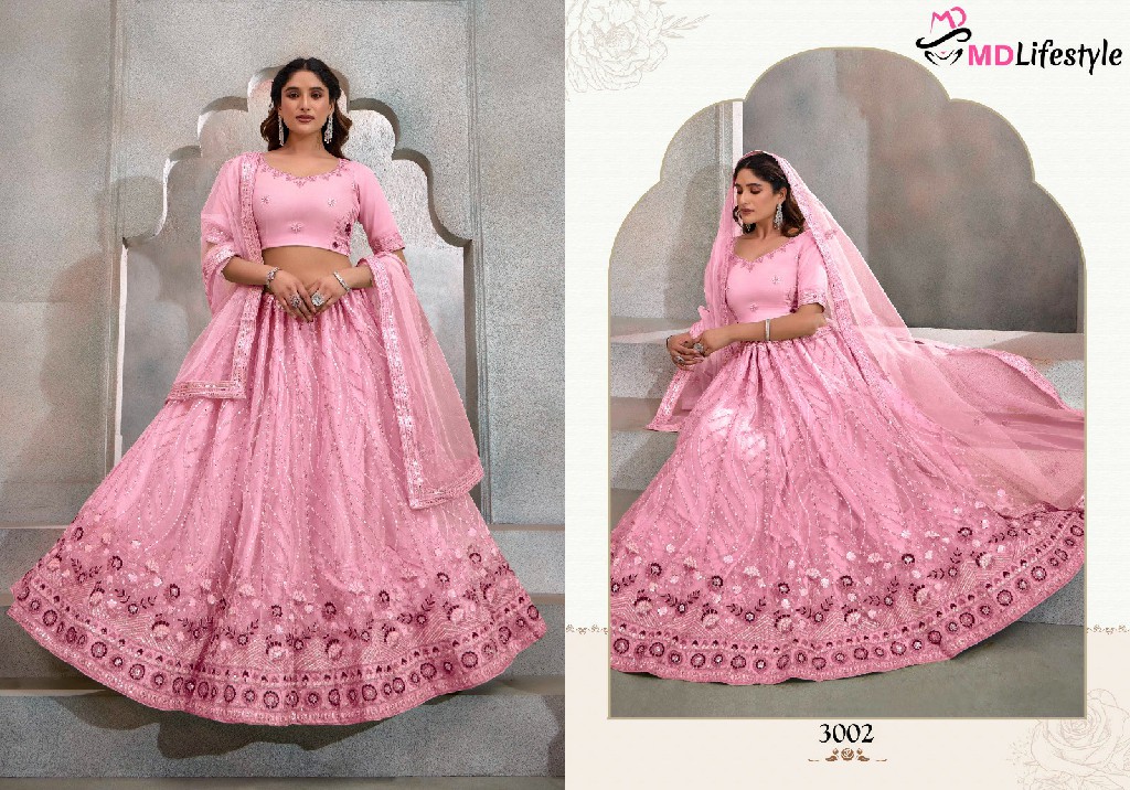 MD Lifestyle Hirwa Vol-1 Wholesale Exclusive Embroidered Semi Stitched Net Lehenga Choli Collection