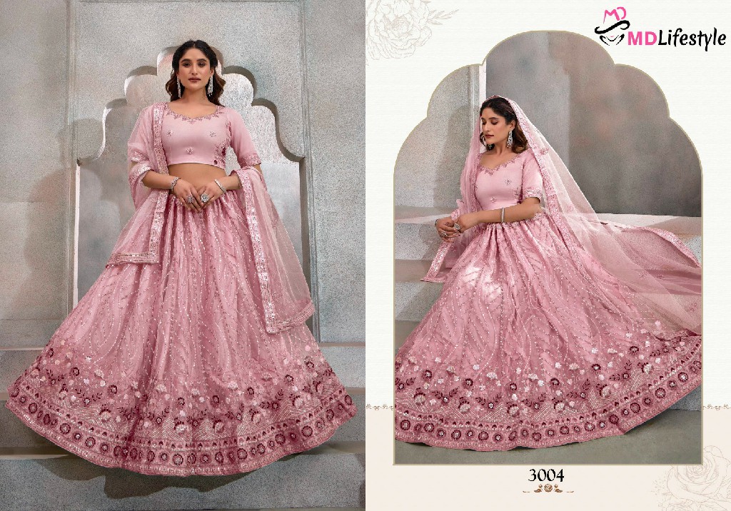 MD Lifestyle Hirwa Vol-1 Wholesale Exclusive Embroidered Semi Stitched Net Lehenga Choli Collection