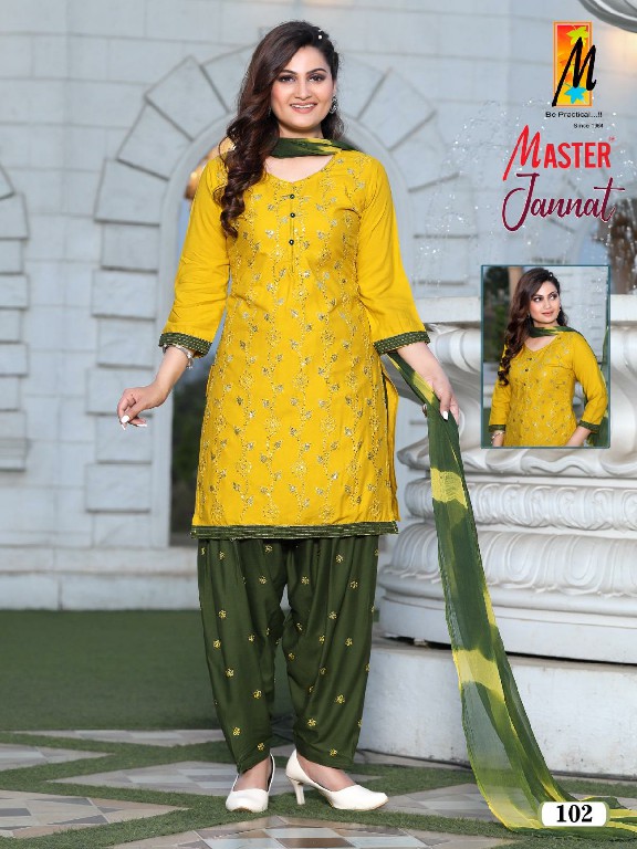 jannat Patiyala Vol-3 by master readymade rayon casual patiyala salwar kameez supplier