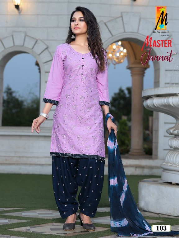 jannat Patiyala Vol-3 by master readymade rayon casual patiyala salwar kameez supplier