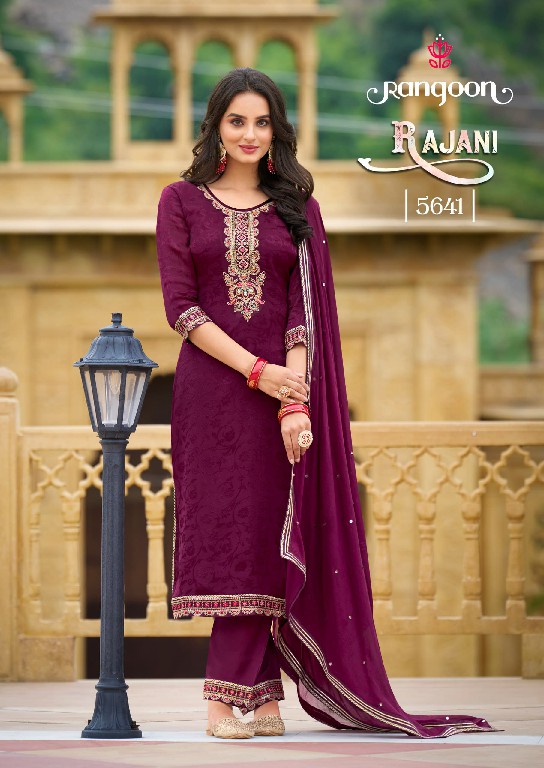 Rangoon Rajani Wholesale Pure Chinon Self Embroidery Salwar Suits
