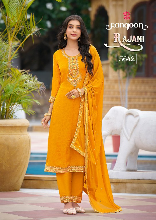 Rangoon Rajani Wholesale Pure Chinon Self Embroidery Salwar Suits