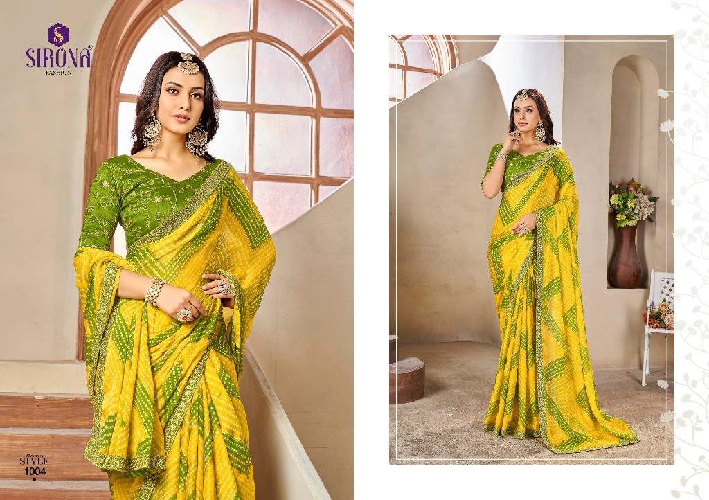 Sirona Shraddha Wholesale Moss Chiffon Fabrics Ethnic Sarees